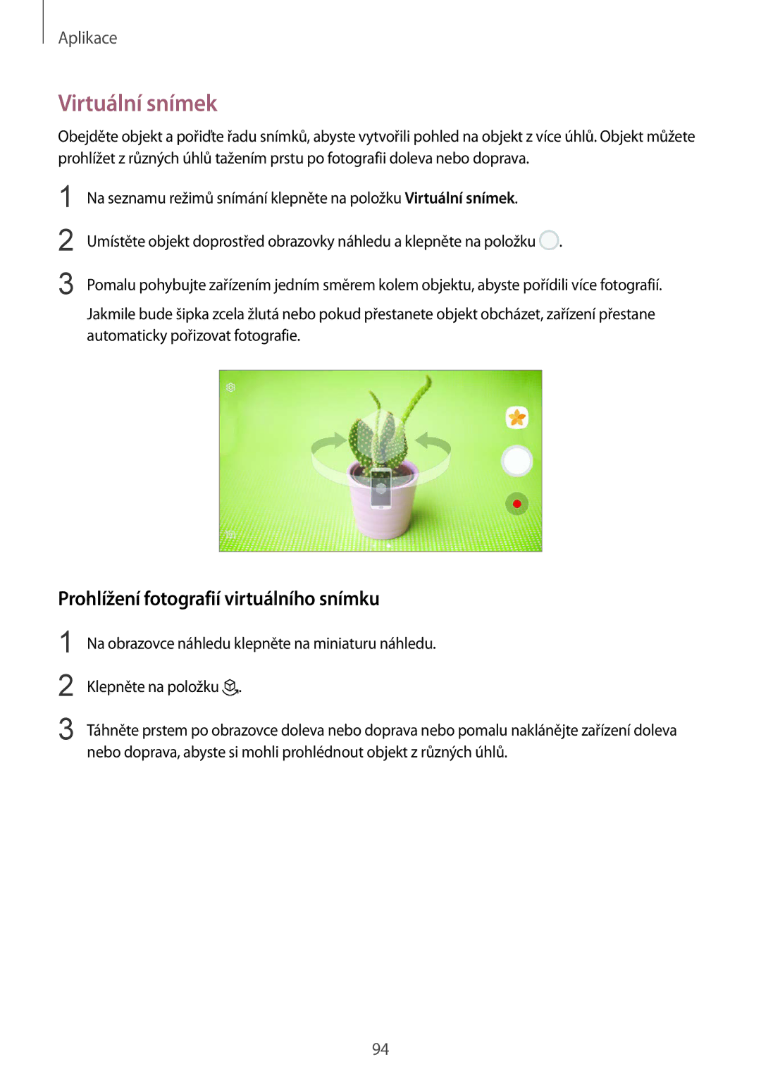 Samsung SM-G925FZDEETL, SM2G928FZKAETL, SM-G928FZDACOS manual Virtuální snímek, Prohlížení fotografií virtuálního snímku 