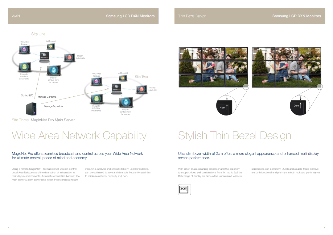 Samsung SM460DXN manual Wide Area Network Capability, Stylish Thin Bezel Design, Site Two 