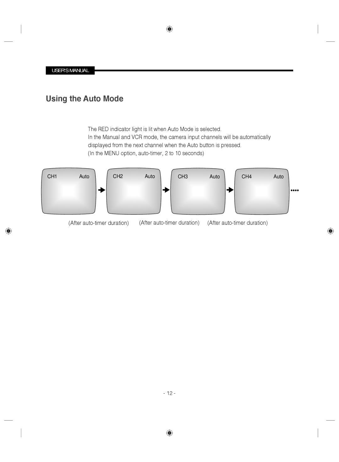 Samsung SMC-145 manual Using the Auto Mode, RED indicator light is lit when Auto Mode is selected 