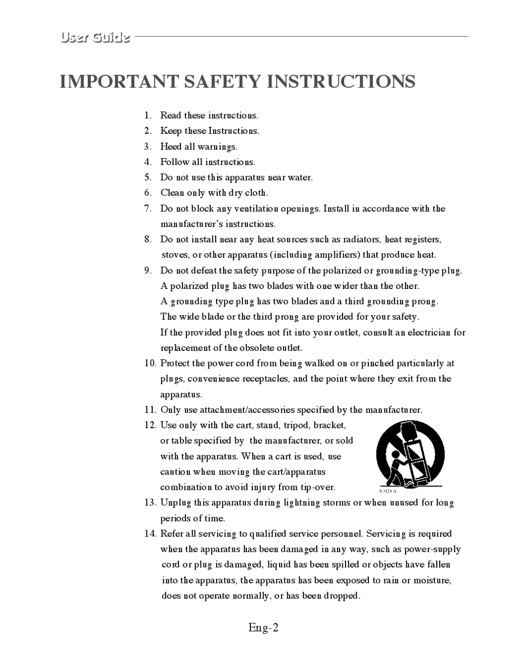 Samsung SMC-152FP, SMC-152FN, SMC-150FN, SMC-210FN, SMC-212FN, SMC-210FP, SMC-212FP manual Important Safety Instructions, Eng-2 