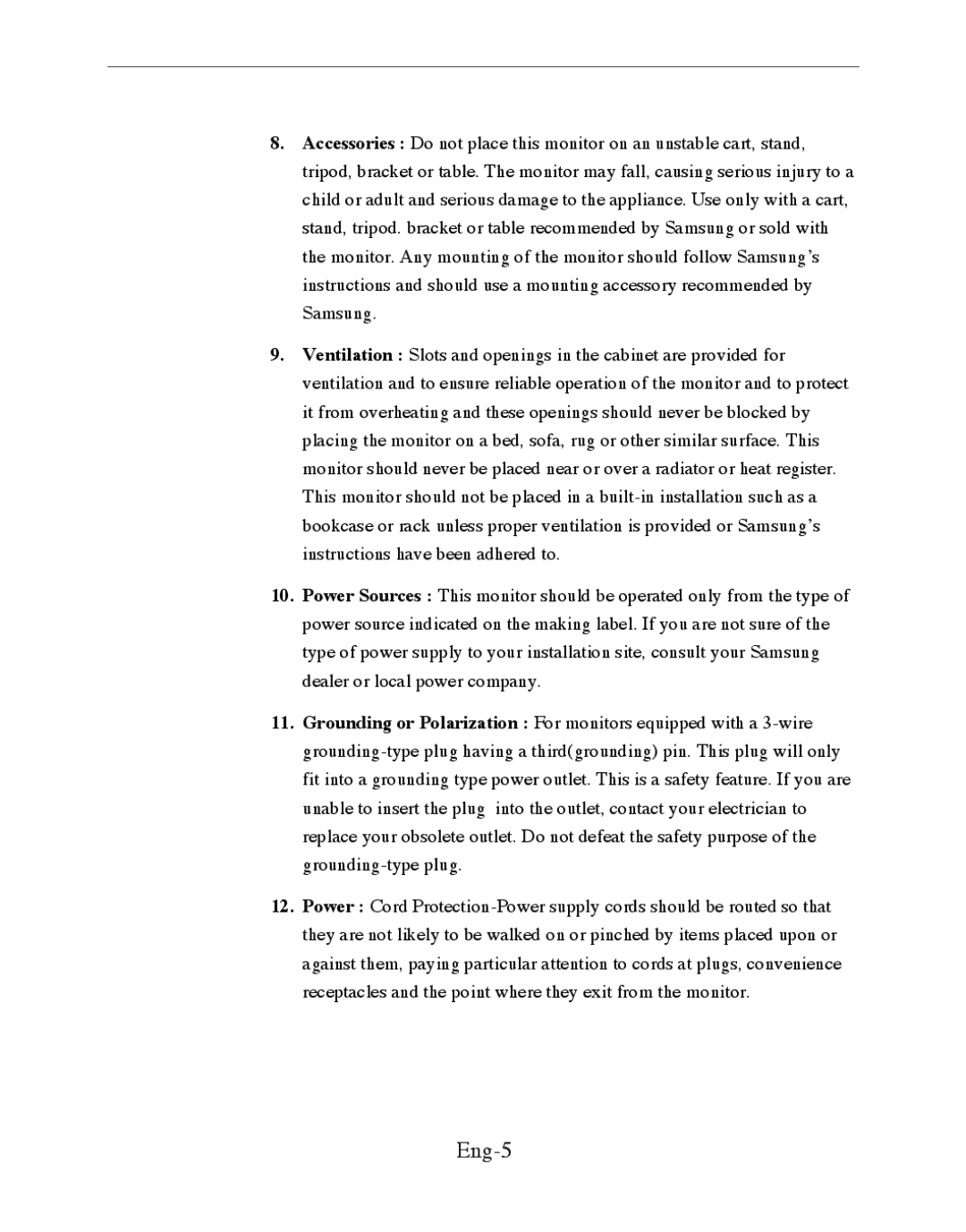 Samsung SMC-210FP, SMC-152FN, SMC-150FN, SMC-152FP, SMC-210FN, SMC-212FN, SMC-212FP, SMC-150FP manual Eng-5 