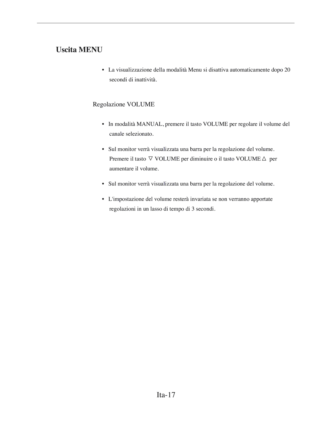 Samsung SMC-212FP, SMC-150FP, SMC-152FPV, SMC-210FPV manual Uscita Menu, Ita-17 