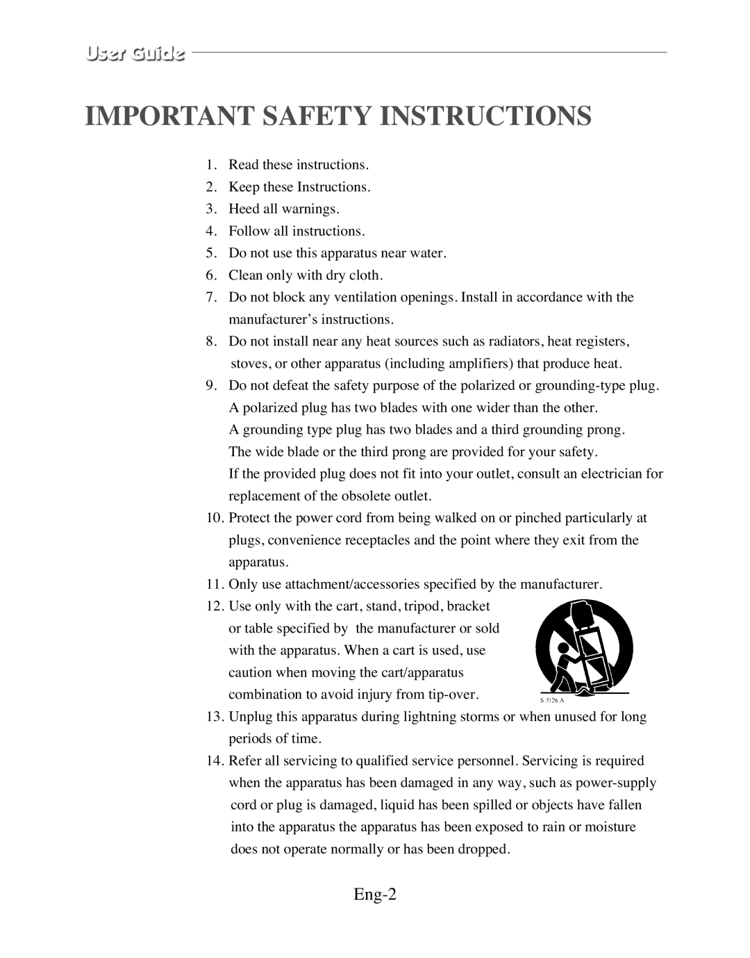 Samsung SMC-212FP, SMC-150FP, SMC-152FPV, SMC-210FPV manual Important Safety Instructions, Eng-2 