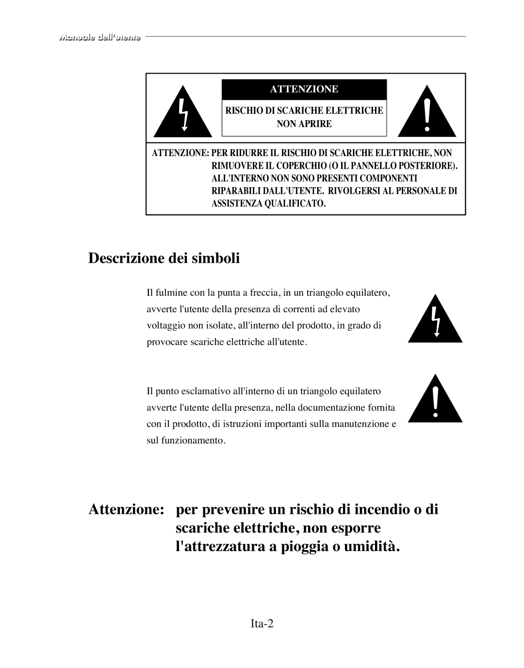 Samsung SMC-152FP manual Ita-2, Attenzione 