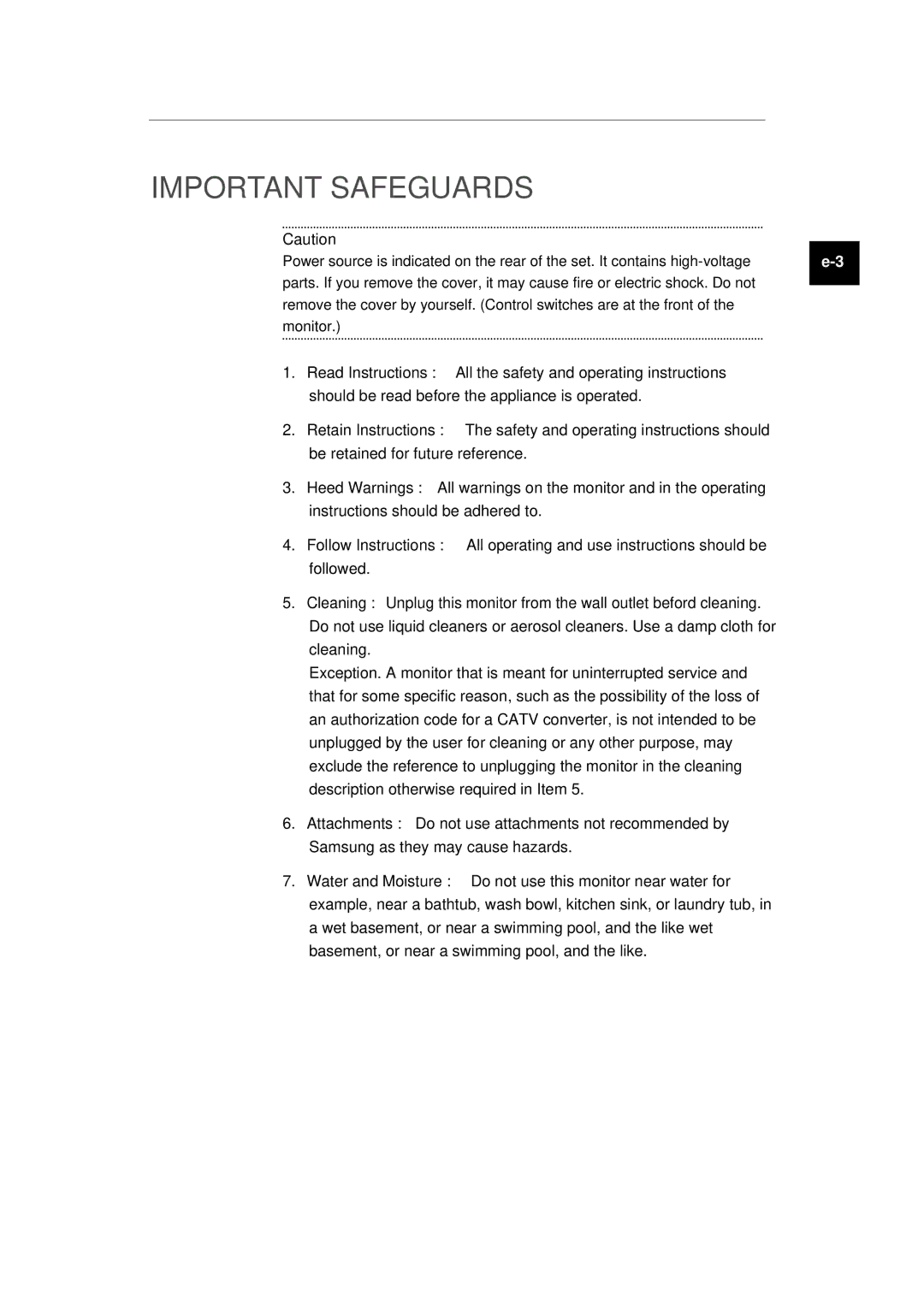 Samsung SMC-210AP manual Important Safeguards 