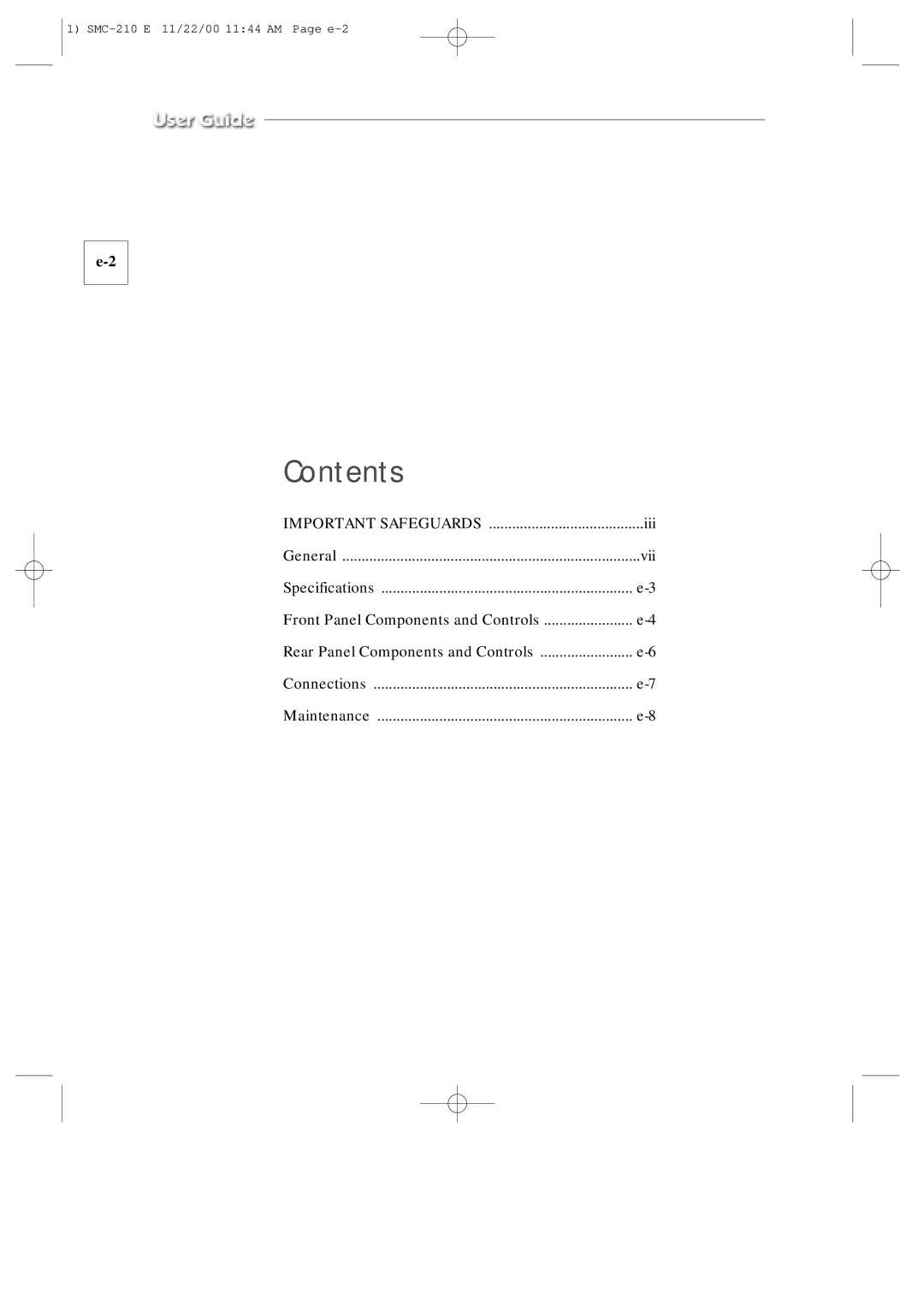 Samsung SMC-210N, SMC-210P manual Contents 