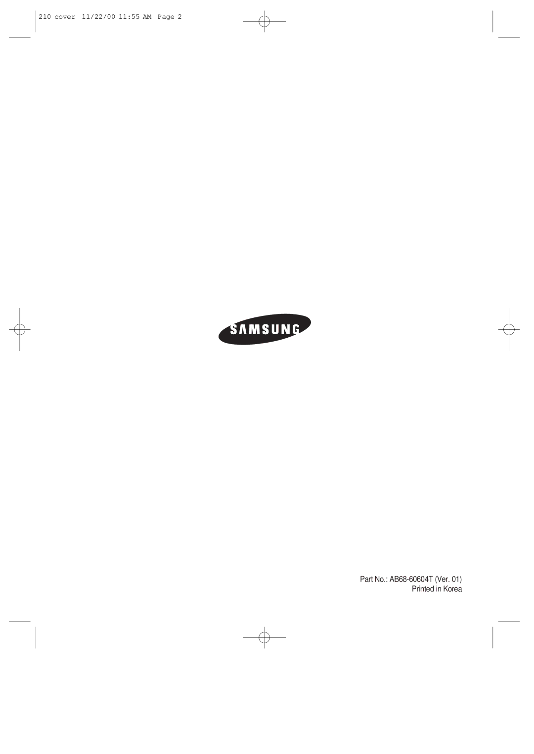 Samsung SMC-210P, SMC-210N manual Cover 11/22/00 1155 AM 