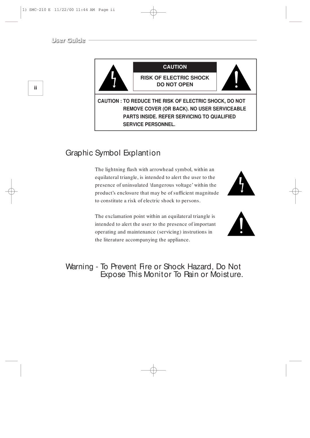 Samsung SMC-210P, SMC-210N manual Graphic Symbol Explantion 