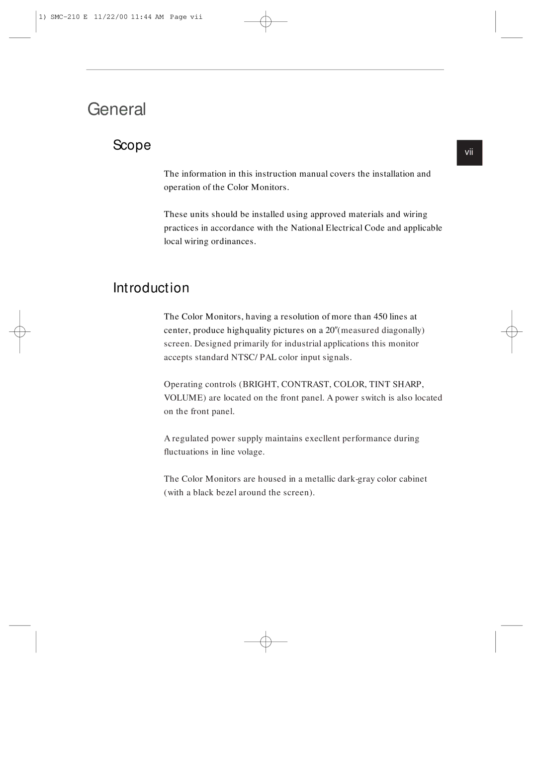 Samsung SMC-210N, SMC-210P manual General, Scope 