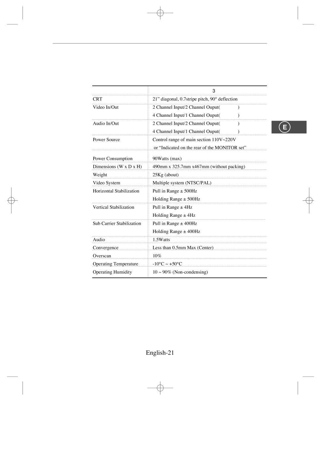 Samsung SMC-213, SMC-214 U manual Specifications, English-21 