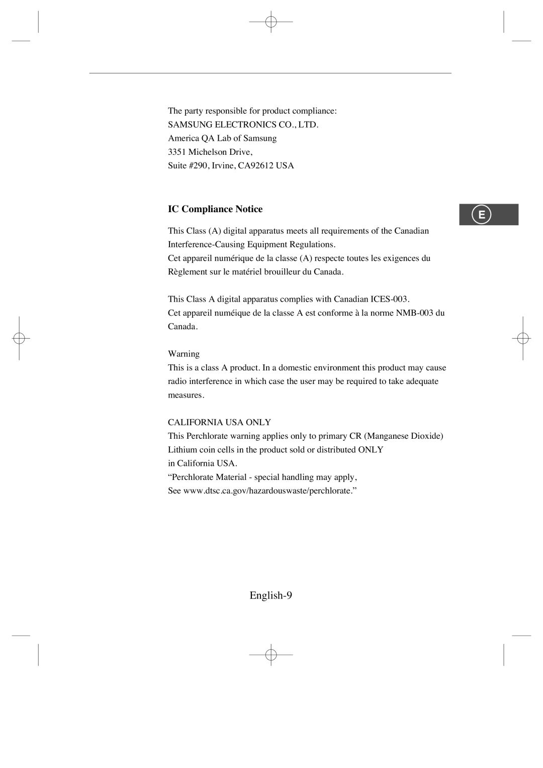 Samsung SMC-213, SMC-214 U manual English-9, IC Compliance Notice 