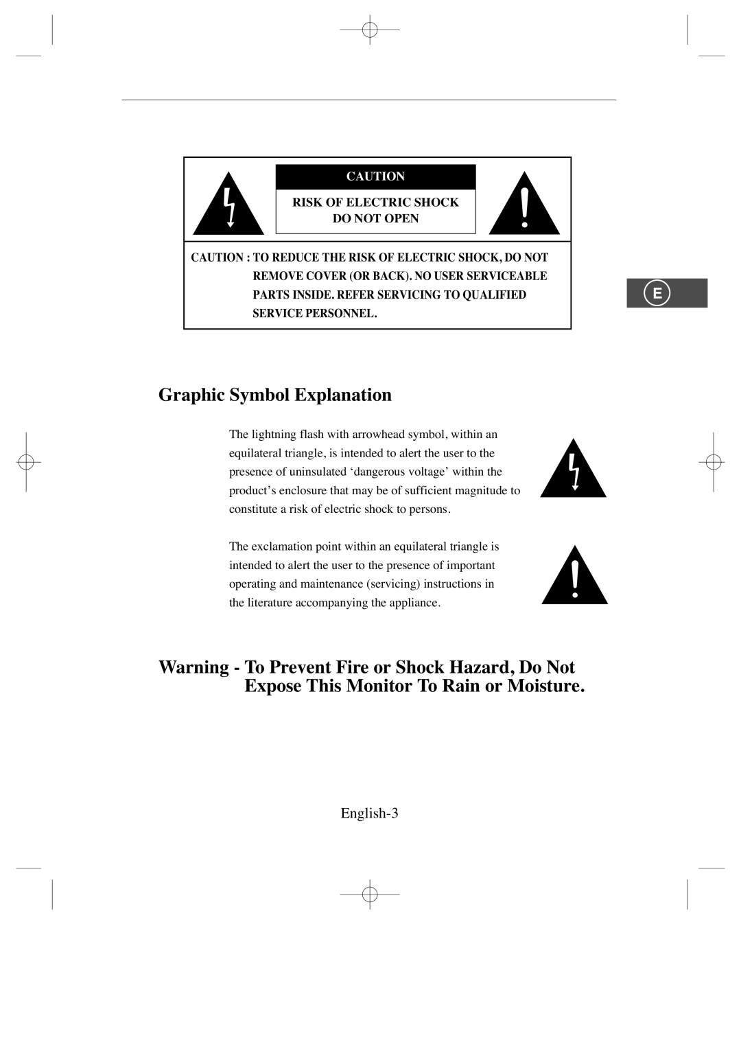 Samsung SMC-213, SMC-214 U manual English-3, Graphic Symbol Explanation, Risk Of Electric Shock Do Not Open 