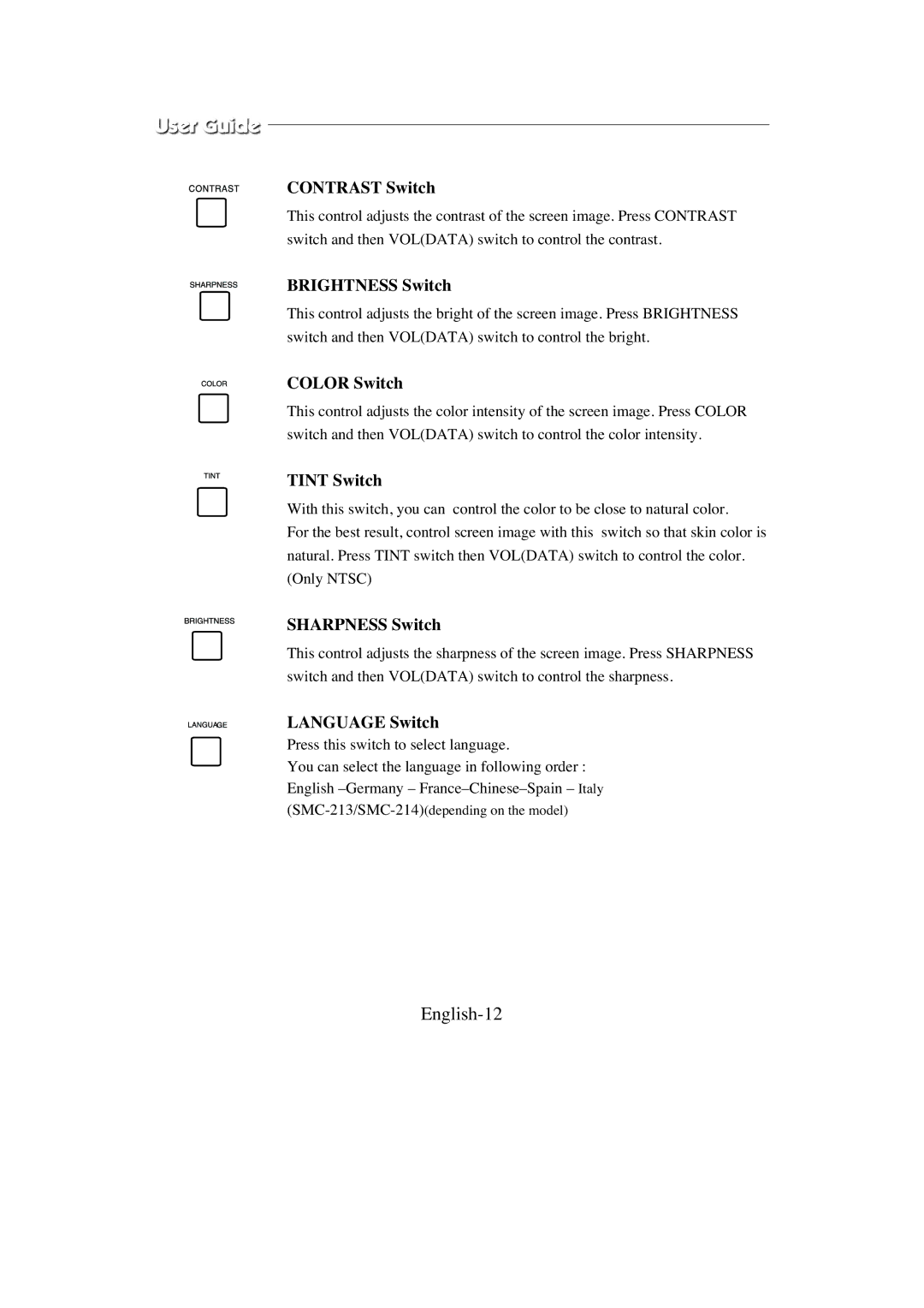 Samsung SMC-213P, SMC-214PV manual English-12 