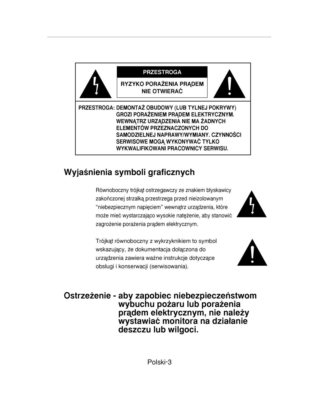 Samsung SMC-213P, SMC-214PV manual Polski-3, Przestroga 