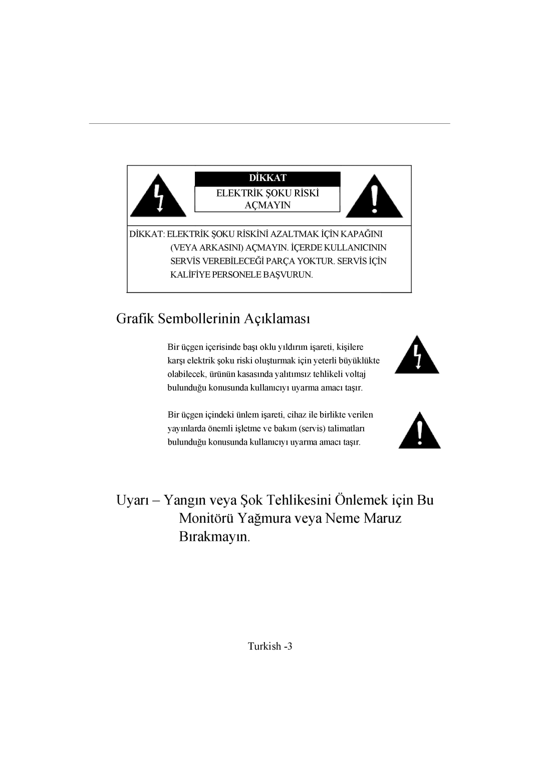 Samsung SMC-213P, SMC-214PV manual Turkish, Dİkkat 