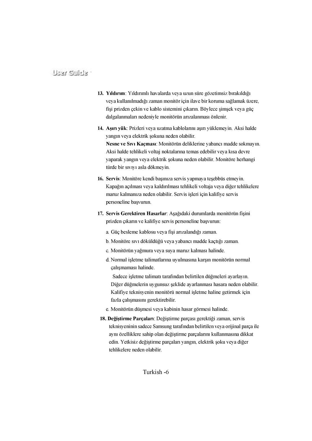 Samsung SMC-213P, SMC-214PV manual Turkish 