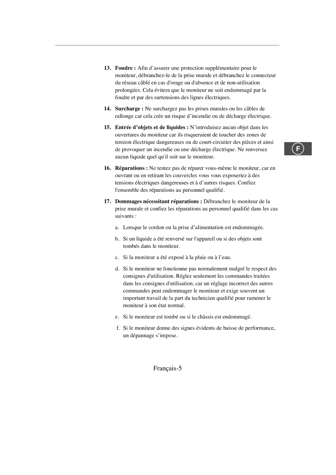 Samsung SMC-213P, SMC-214PV manual Français-5 