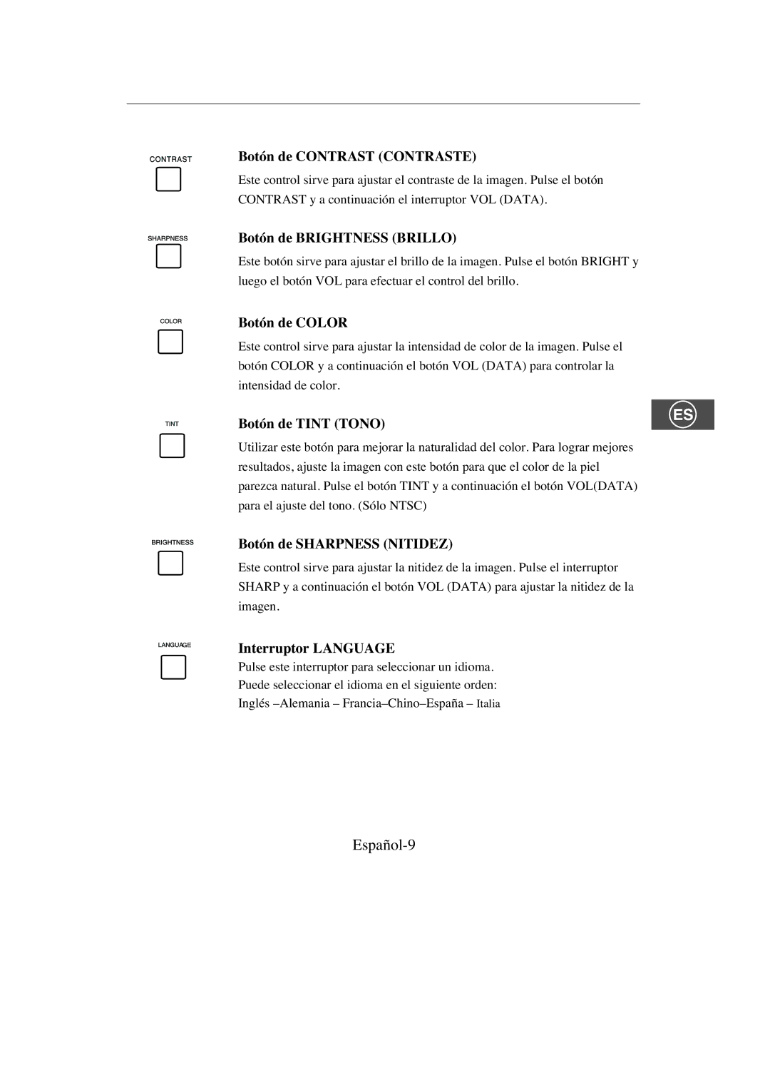 Samsung SMC-213P, SMC-214PV manual Español-9 