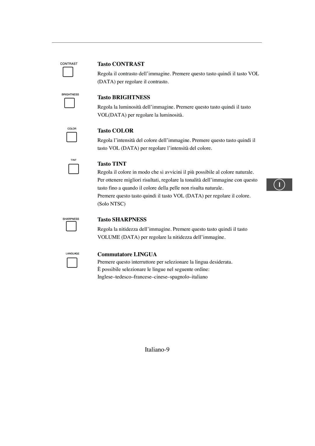 Samsung SMC-213P, SMC-214PV manual Italiano-9 