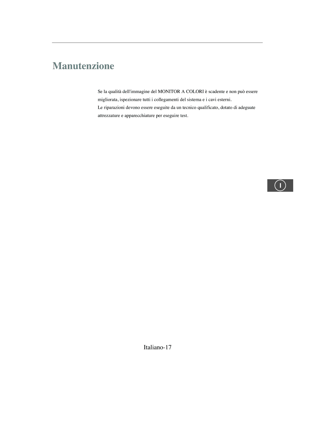 Samsung SMC-213P, SMC-214PV manual Manutenzione, Italiano-17 