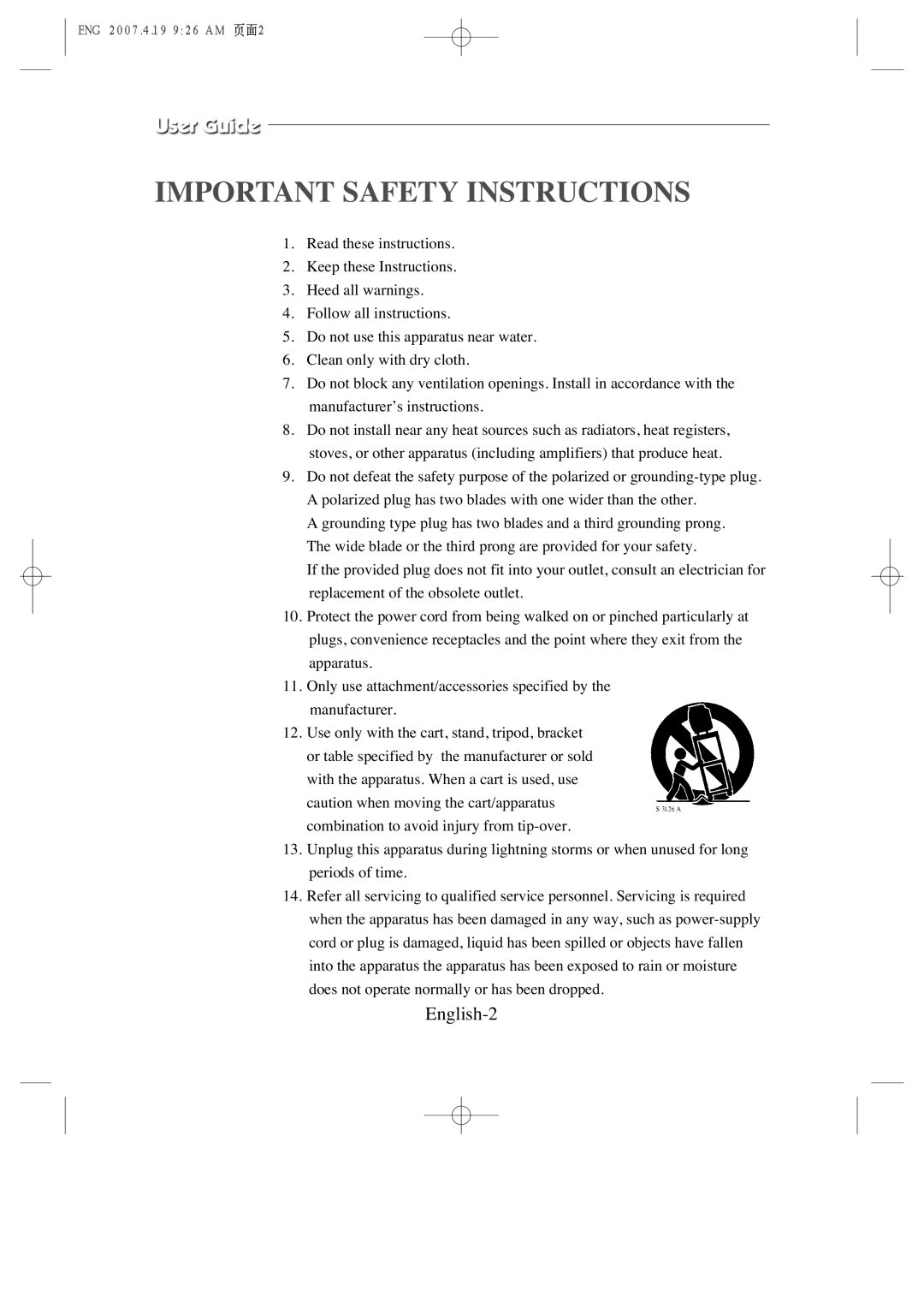 Samsung SMC-214P manual Important Safety Instructions, English-2 