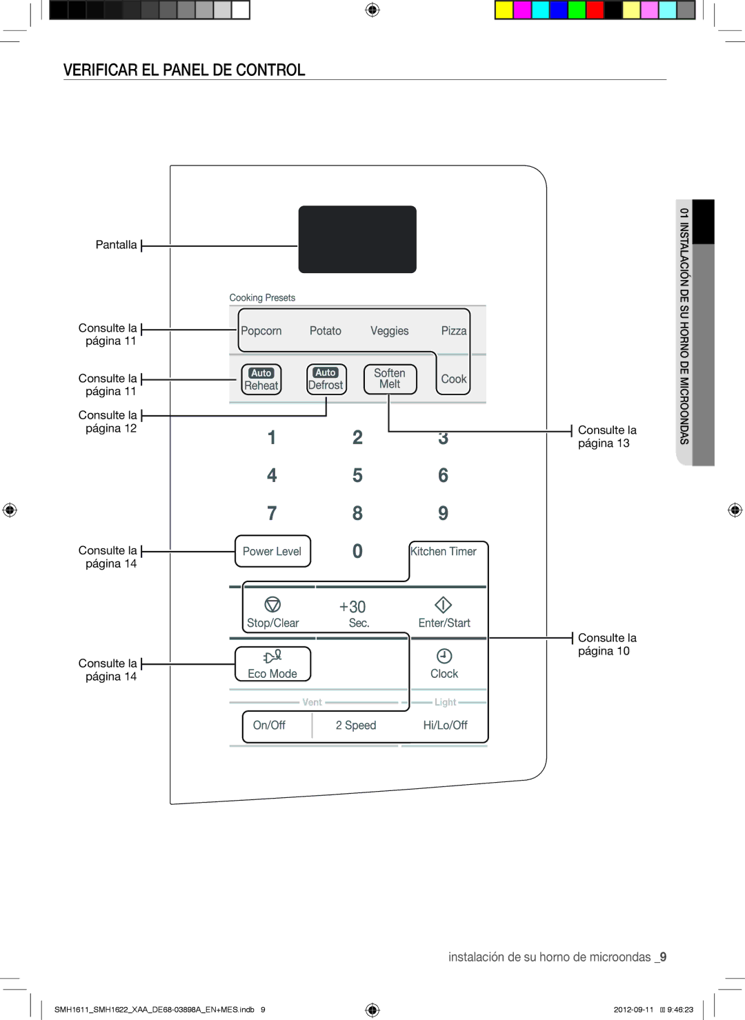 Samsung SMH1622B, SMH1622S, SMH1611, SMH1622W user manual Verificar EL Panel DE Control, Pantalla Consulte la página 