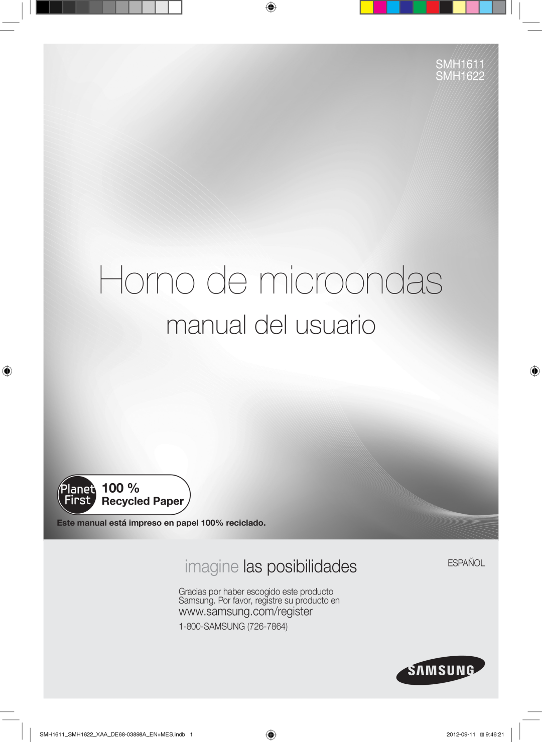 Samsung SMH1622S Horno de microondas, manual del usuario, imagine las posibilidades, SMH1611 SMH1622, Español, 2012-09-119 