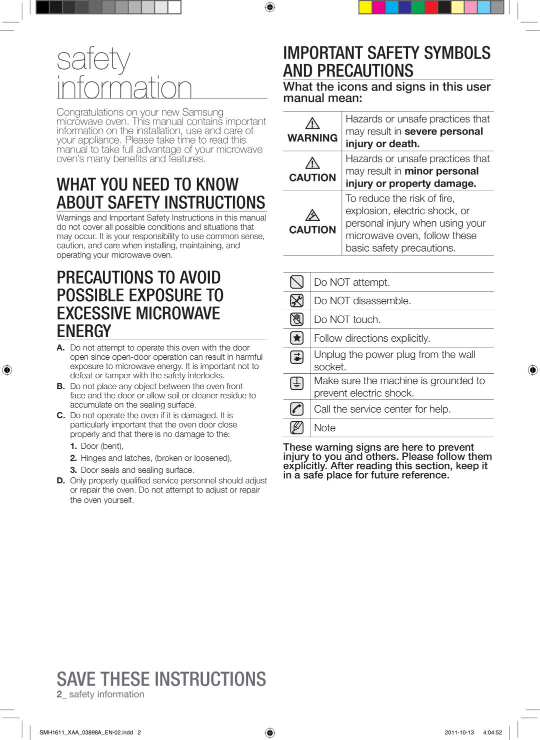 Samsung SMH1622W, SMH1622S May result in minor personal, To reduce the risk of fire, Explosion, electric shock, or 