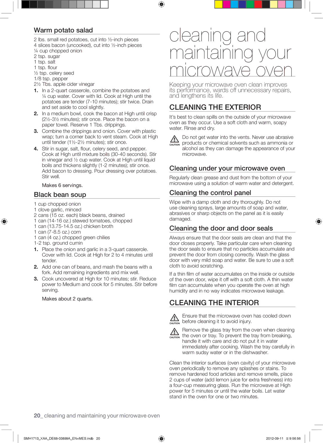 Samsung SMH1713S, SMH1713W, SMH1713B user manual Cleaning the Exterior, Cleaning the Interior 