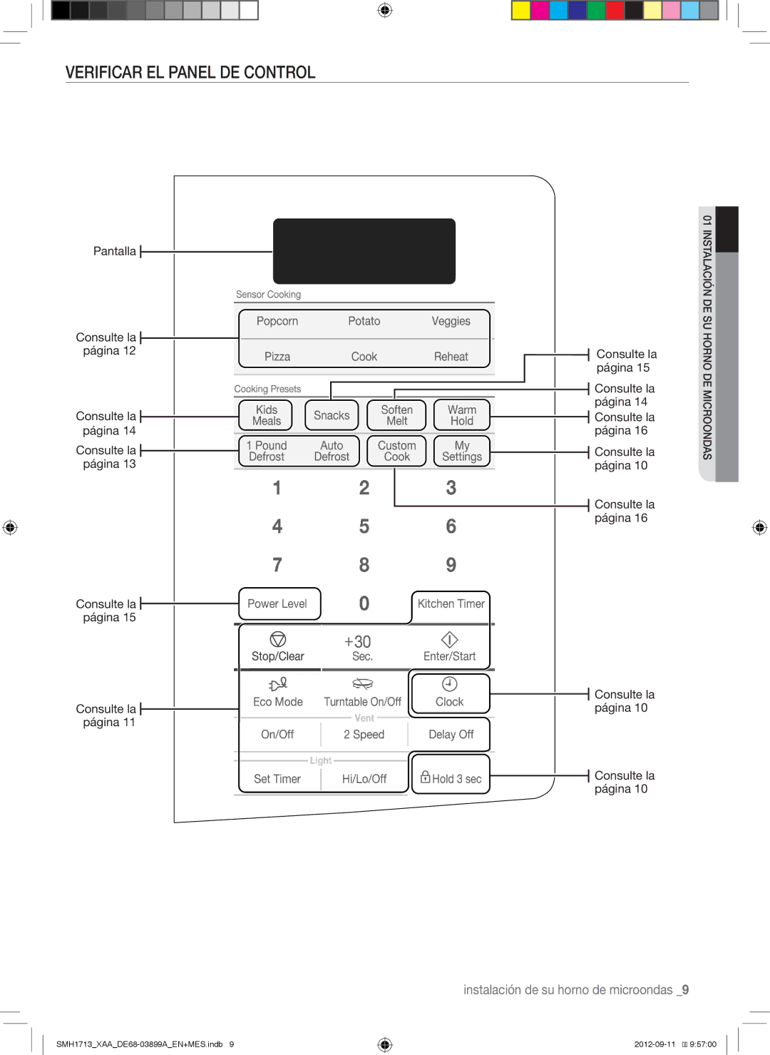 Samsung SMH1713B, SMH1713S, SMH1713W user manual Verificar EL Panel DE Control, Pantalla Consulte la página 