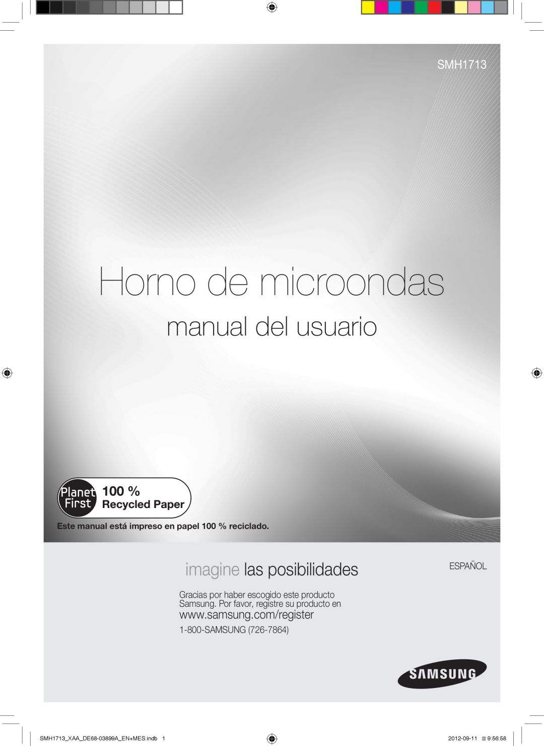 Samsung SMH1713B, SMH1713S Horno de microondas, manual del usuario, imagine las posibilidades, Español, 2012-09-119 