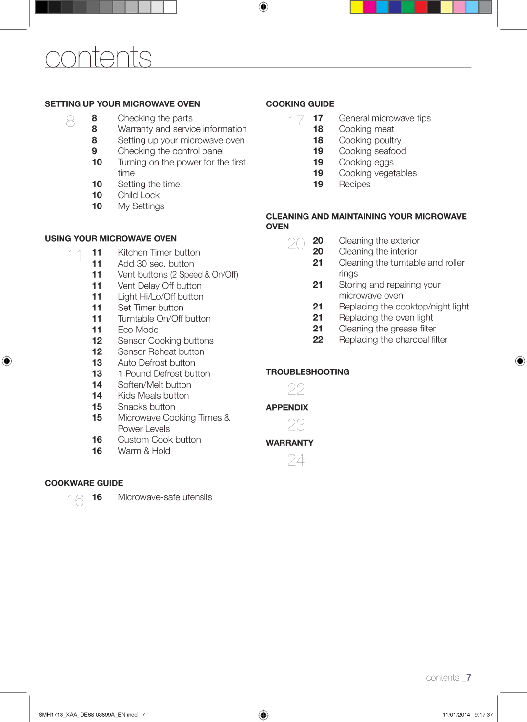 Samsung SMH1713 user manual Contents 