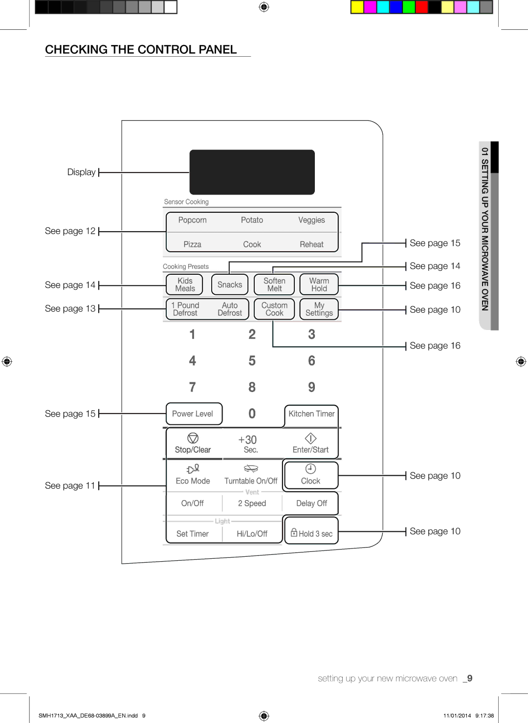 Samsung SMH1713 user manual Checking the control panel, Setting up your microwave oven 