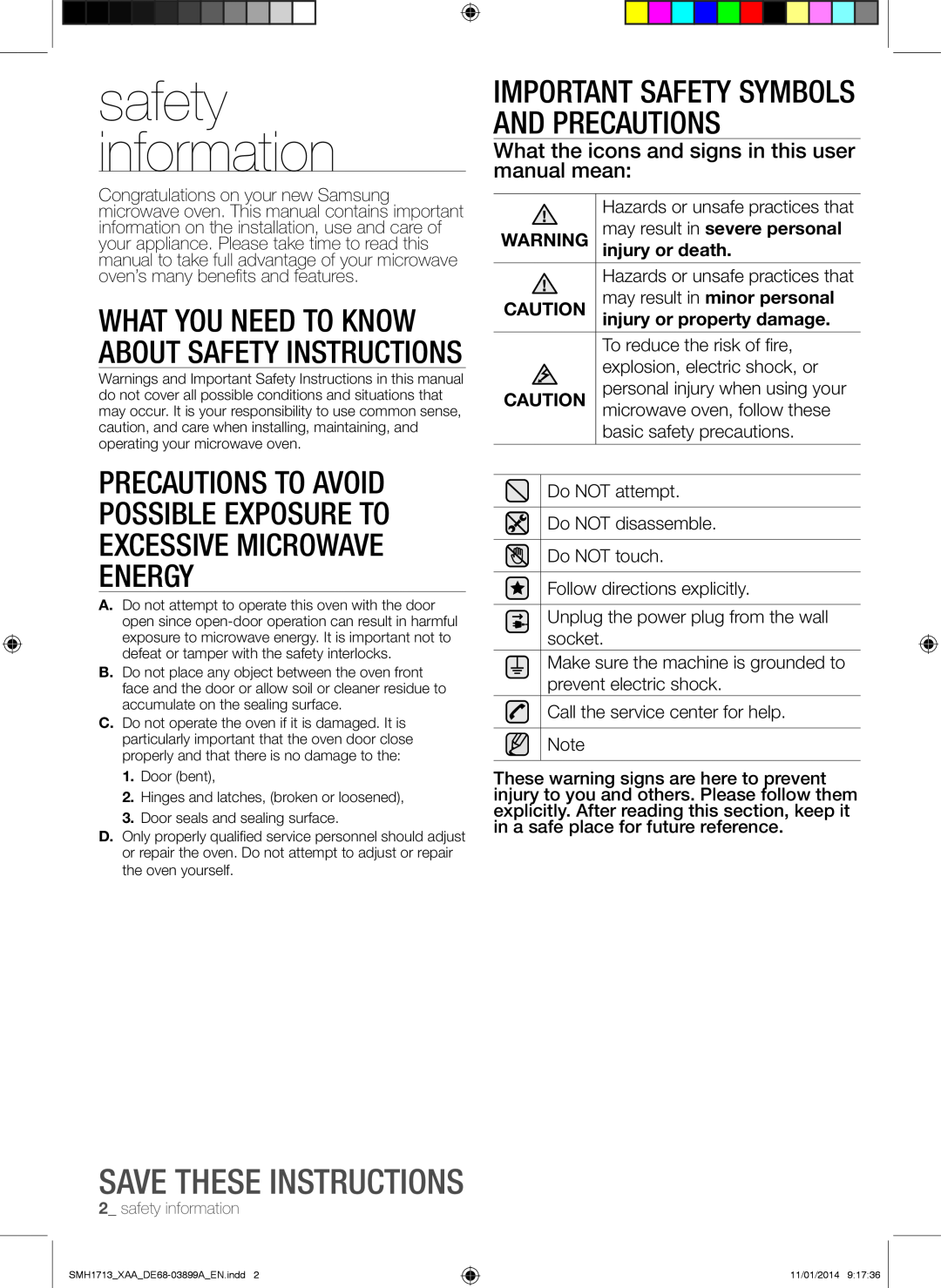 Samsung SMH1713 user manual safety information, Save these instructions, What you need to know about safety instructions 