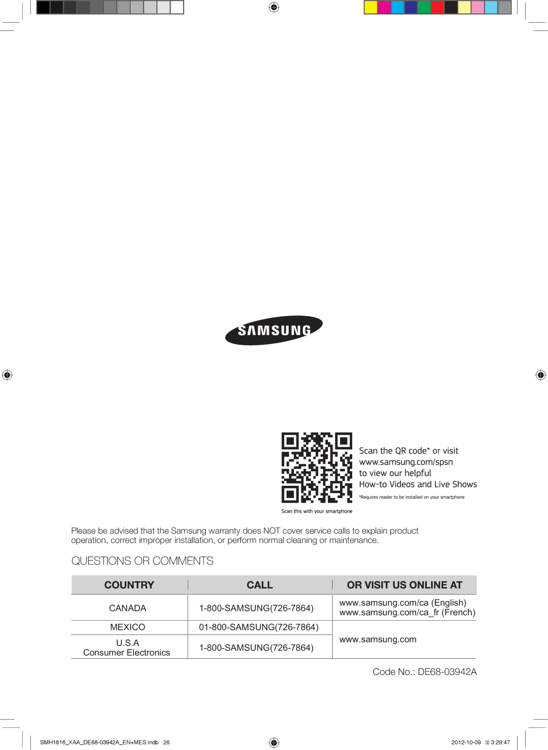 Samsung SMH1816W, SMH1816B, SMH1816S user manual SAMSUNG726-7864, Consumer Electronics 