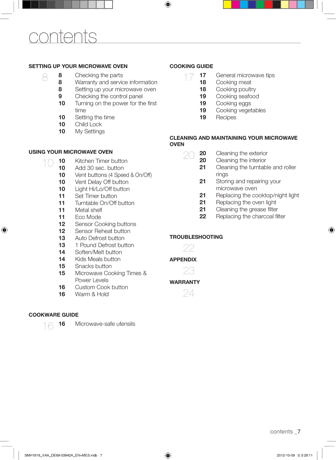 Samsung SMH1816B, SMH1816S, SMH1816W user manual Contents 