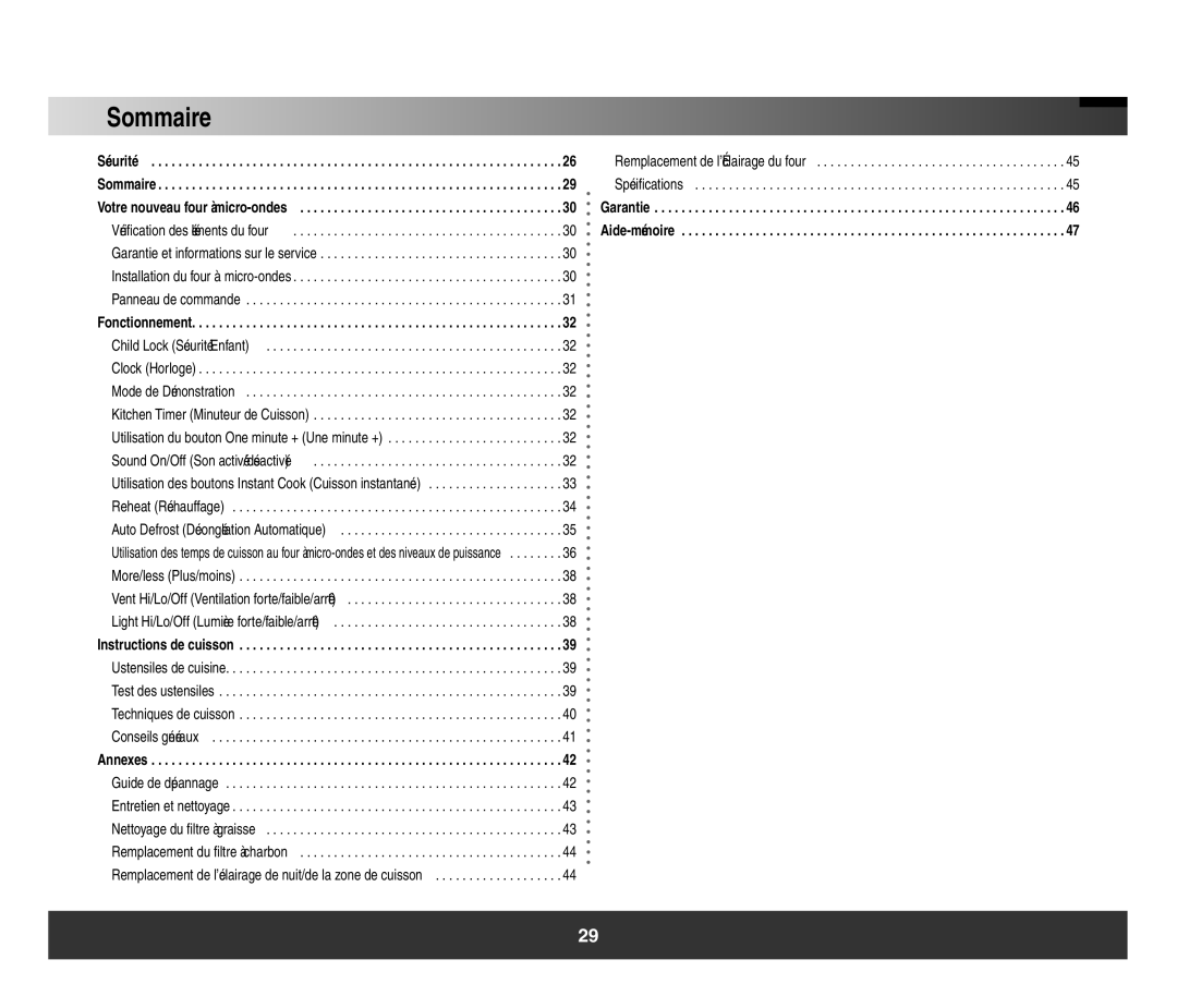 Samsung SMH3150 manual Sommaire 