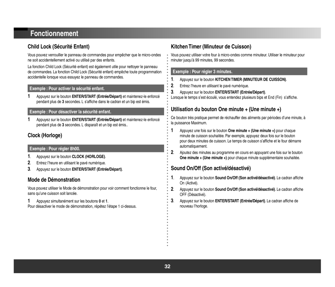 Samsung SMH3150 manual Fonctionnement 