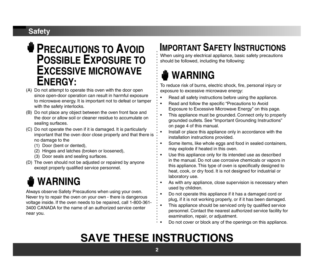 Samsung SMH3150 manual Safety 