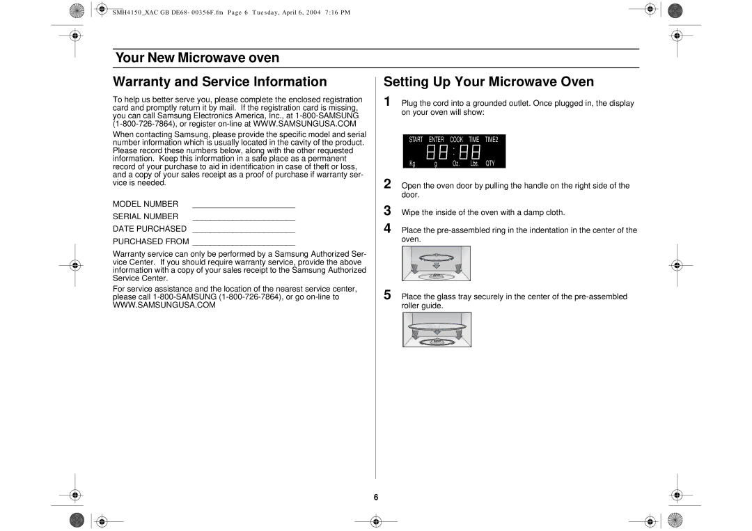 Samsung SMH4150 owner manual Model Number 