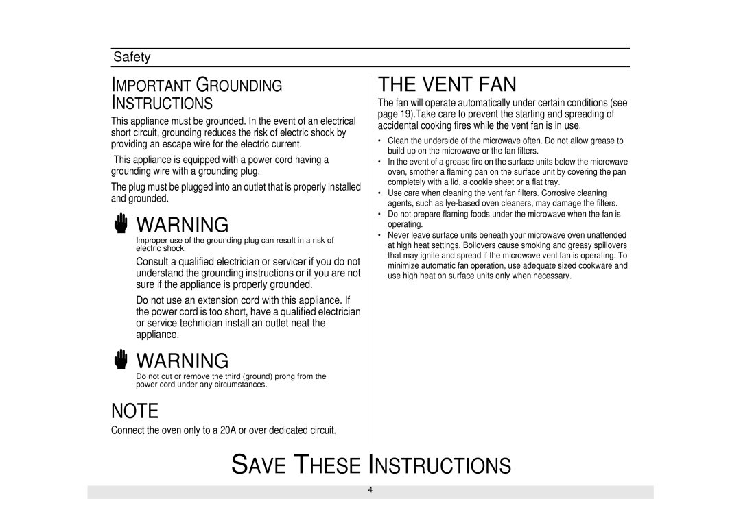 Samsung SMH6140WB/BB/CB, SMH6160WB/BB/CB, SMH5140WB/BB manual Vent FAN 