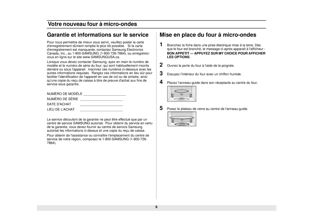 Samsung SMH6160WB/BB/CB, SMH6140WB/BB/CB, SMH5140WB/BB manual Date Dachat Lieu DE Lachat 