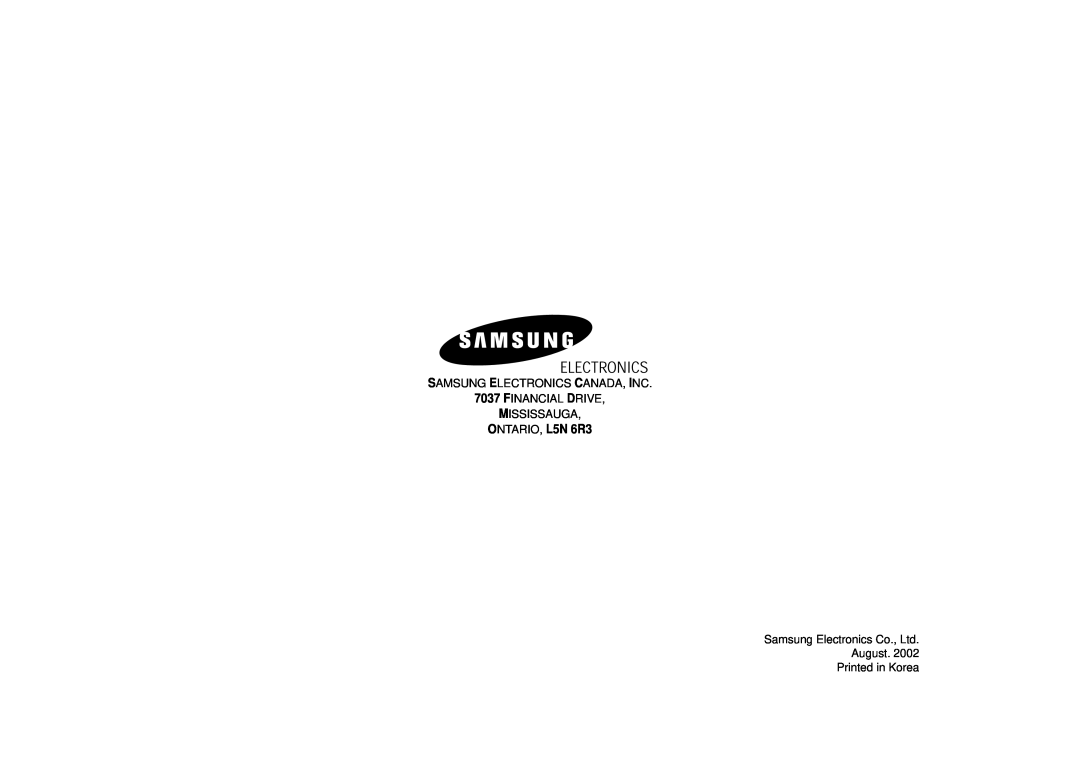 Samsung SMH6160WB/BB/CB, SMH5140WB/BB SAMSUNG ELECTRONICS CANADA, INC 7037 FINANCIAL DRIVE MISSISSAUGA, ONTARIO, L5N 6R3 