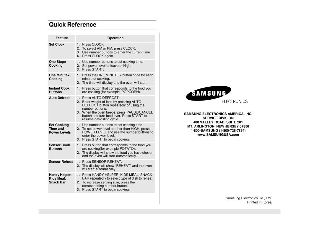 Samsung SMH7159WC/XAA manual Oven will start automatically, Samsung 