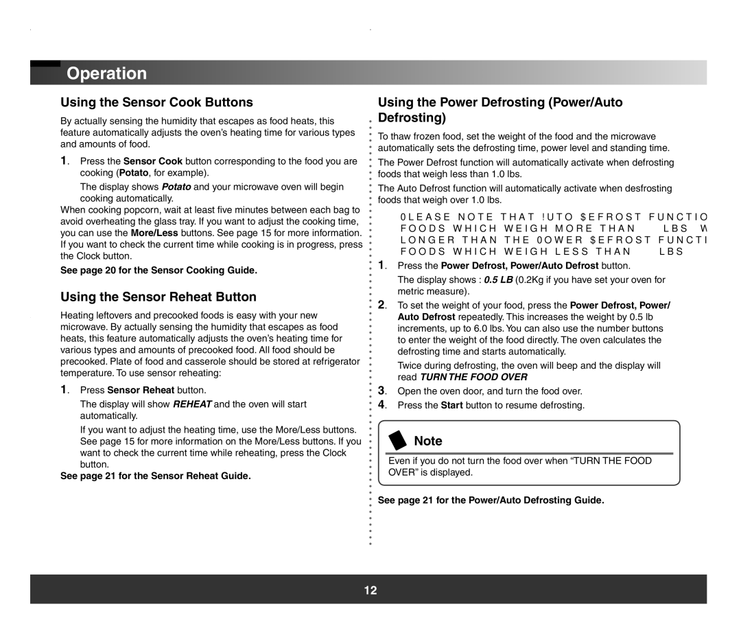 Samsung SMH7178 manual Using the Sensor Cook Buttons, Using the Sensor Reheat Button 