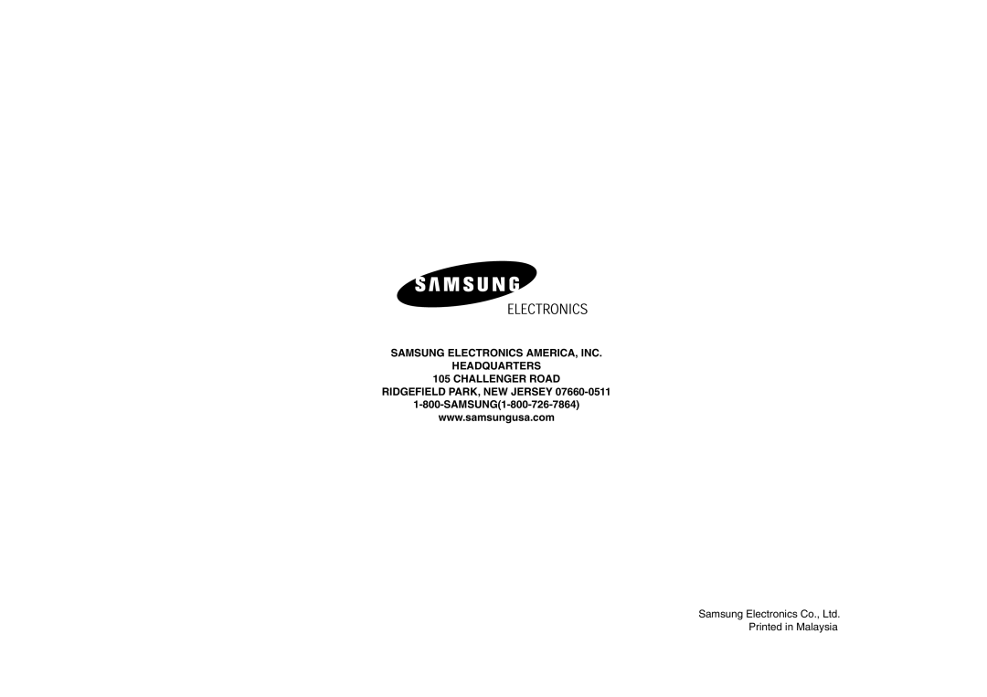 Samsung SMH7195, SMH7175, SMH7174 owner manual SAMSUNG ELECTRONICS AMERICA, INC HEADQUARTERS 105 CHALLENGER ROAD 