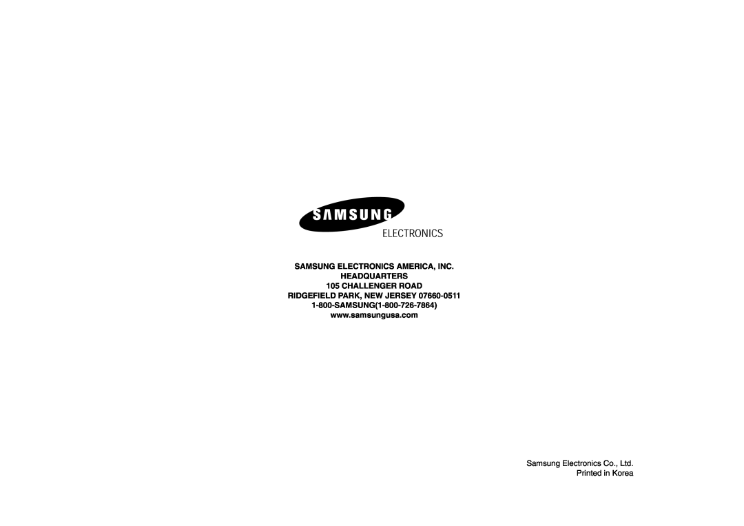 Samsung SMH7198STD, SMH7178STD owner manual SAMSUNG ELECTRONICS AMERICA, INC HEADQUARTERS 105 CHALLENGER ROAD 