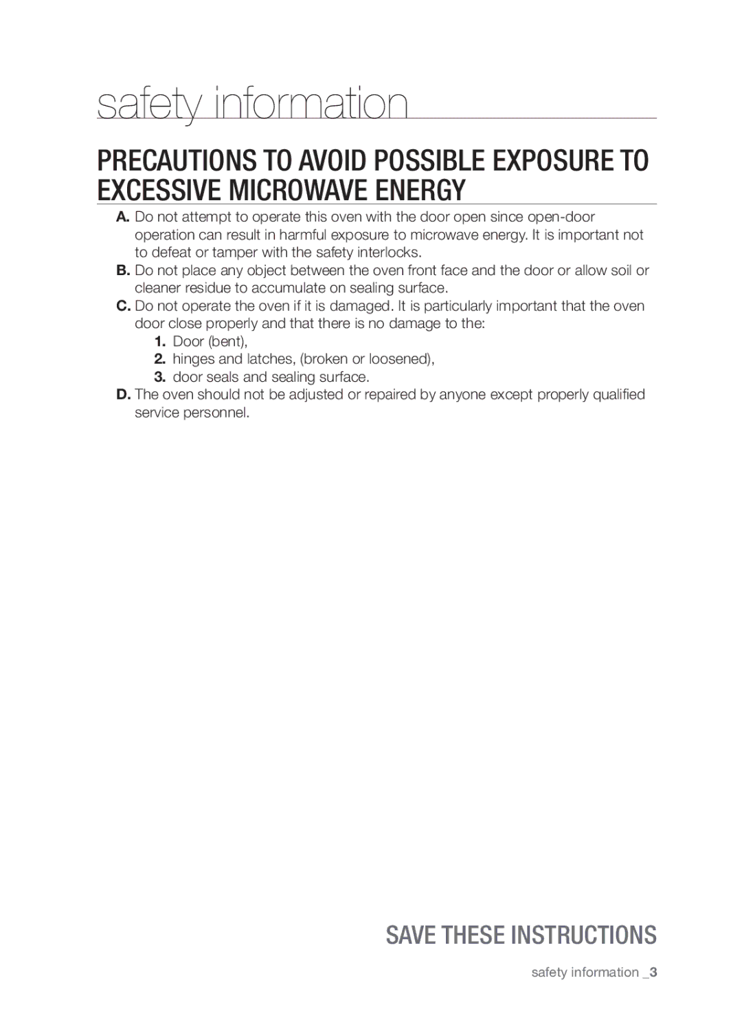 Samsung SMH8165STE user manual Safety information 