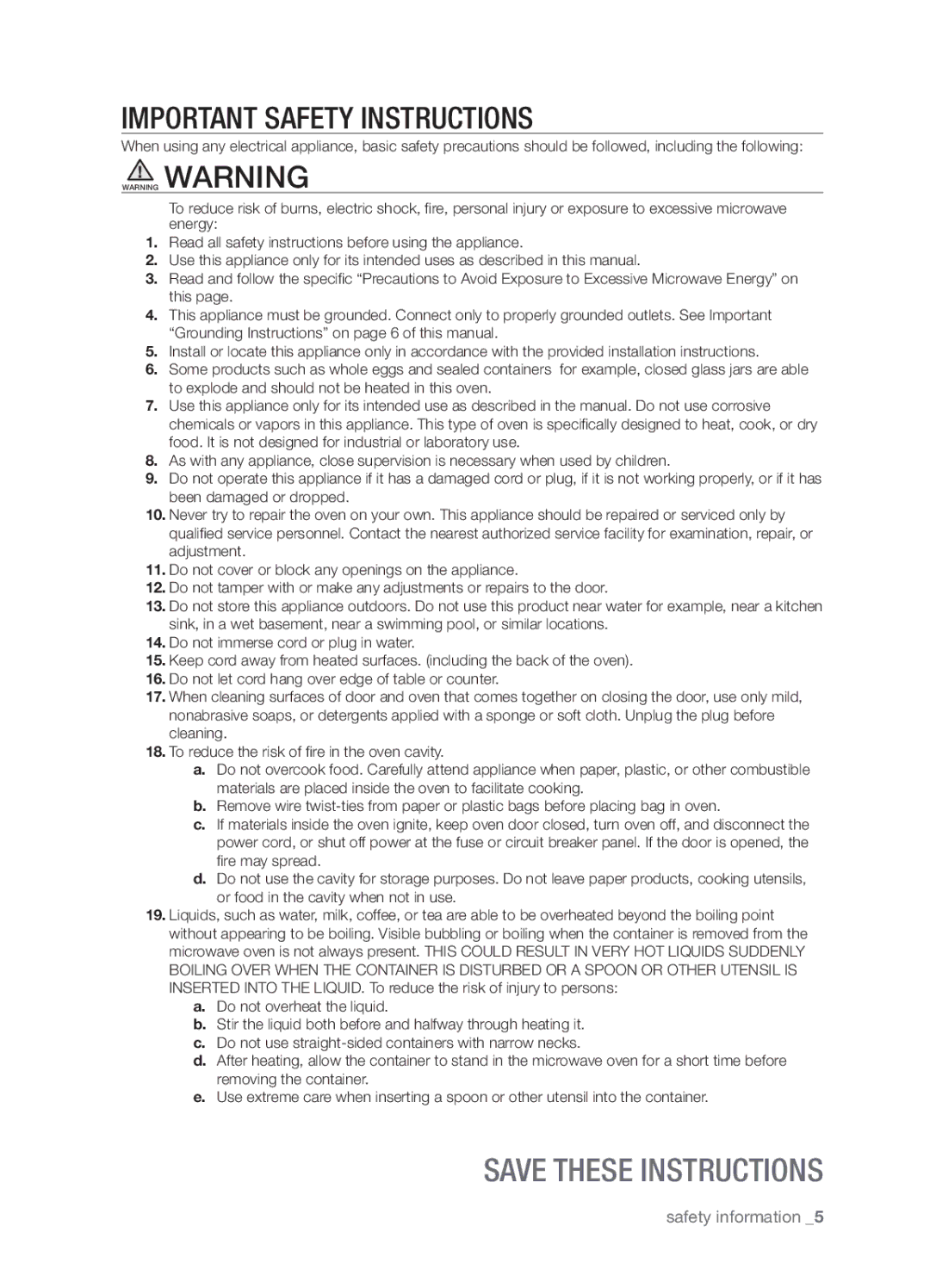 Samsung SMH8165STE user manual Important Safety Instructions 