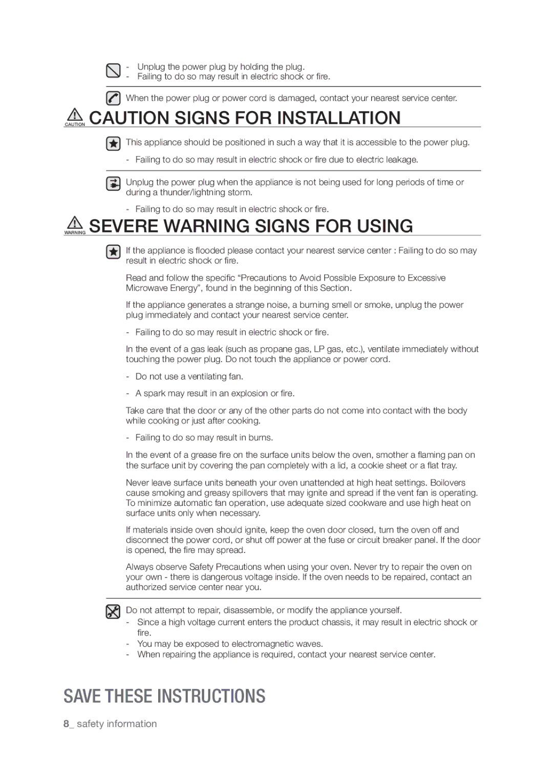 Samsung SMH8165STE user manual Safety information 